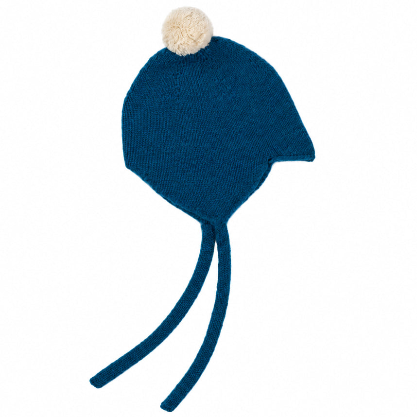 Rosie Sugden Cashmere Baby Bonnet - Calder / Ivory Pom-Pom