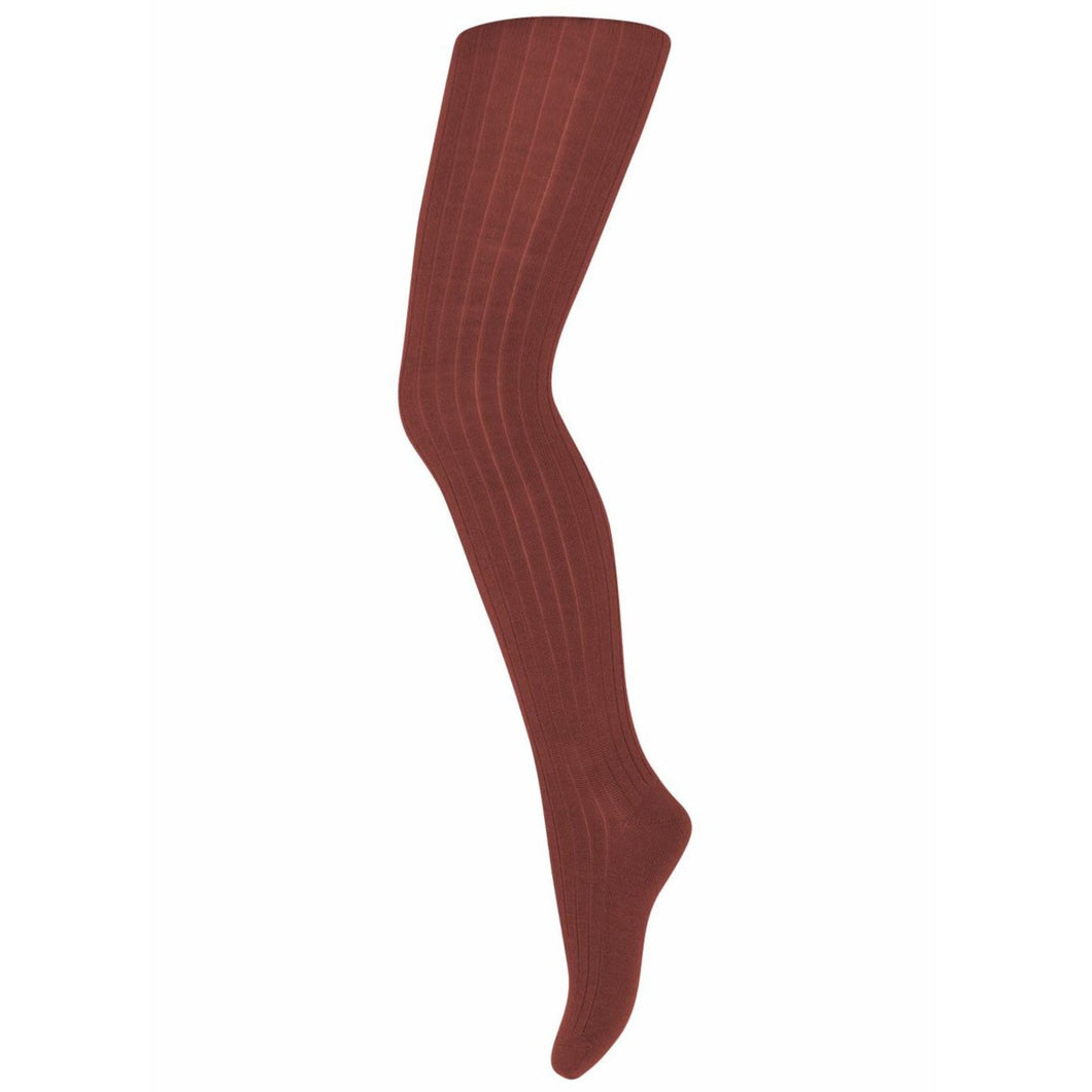 MP Denmark Classic Wool Ribbed Tights - Rustic Clay