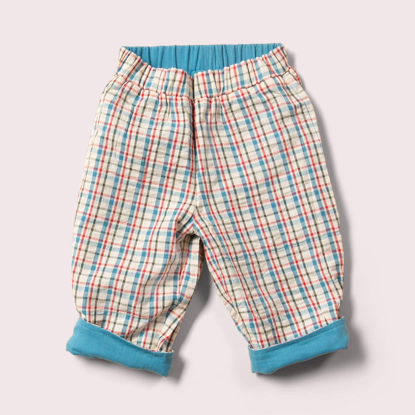 Little Green Radicals Checked Seersucker Reversible Pull on Trousers