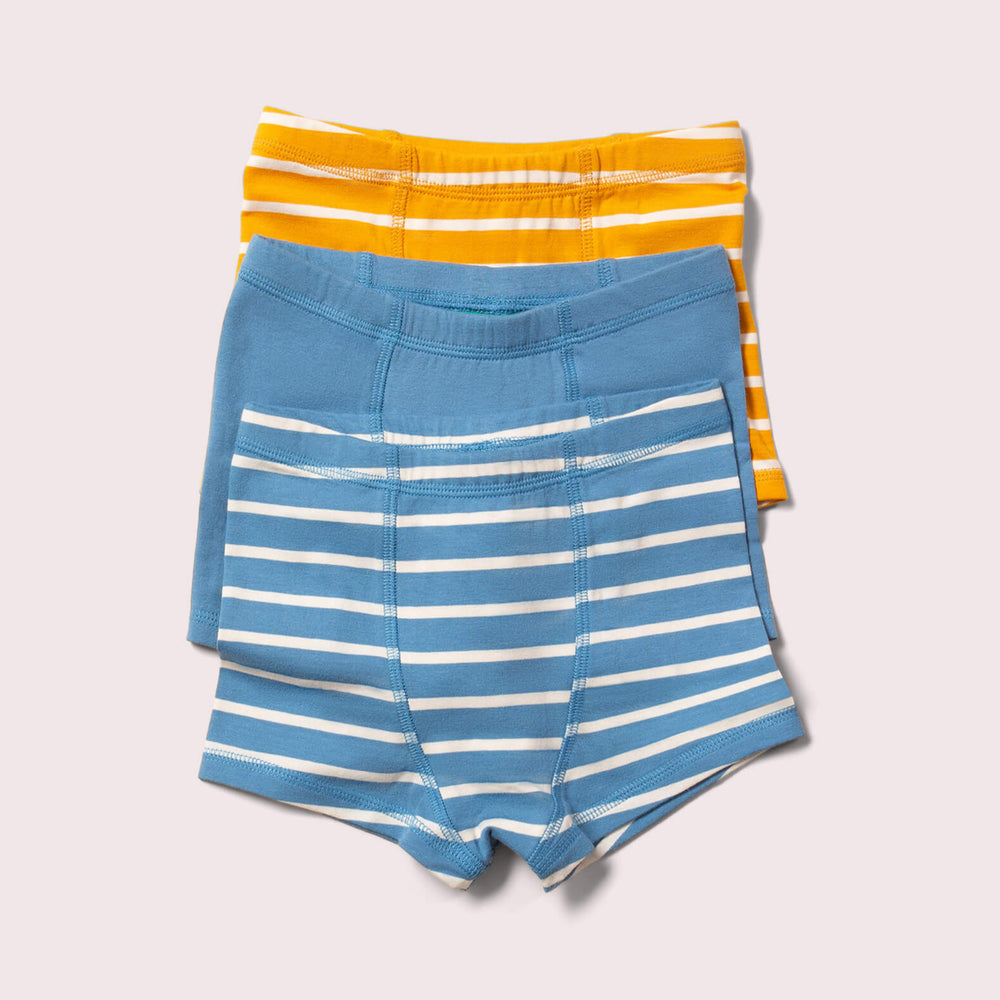 Little Green Radicals Organic Underwear Shorts 3 Pack - Blue Multi