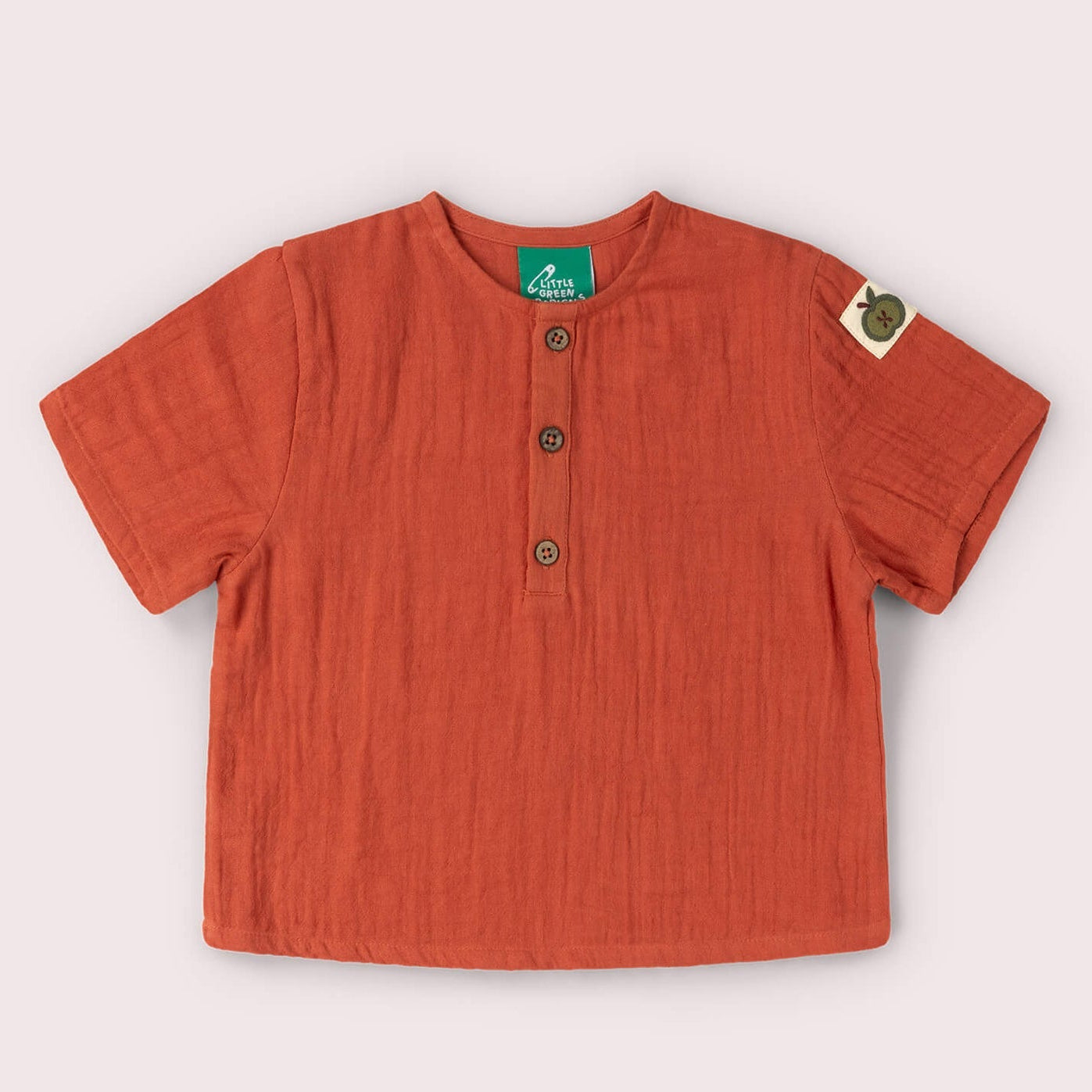 Little Green Radicals Burnt Ochre Short Sleeved Henley Top