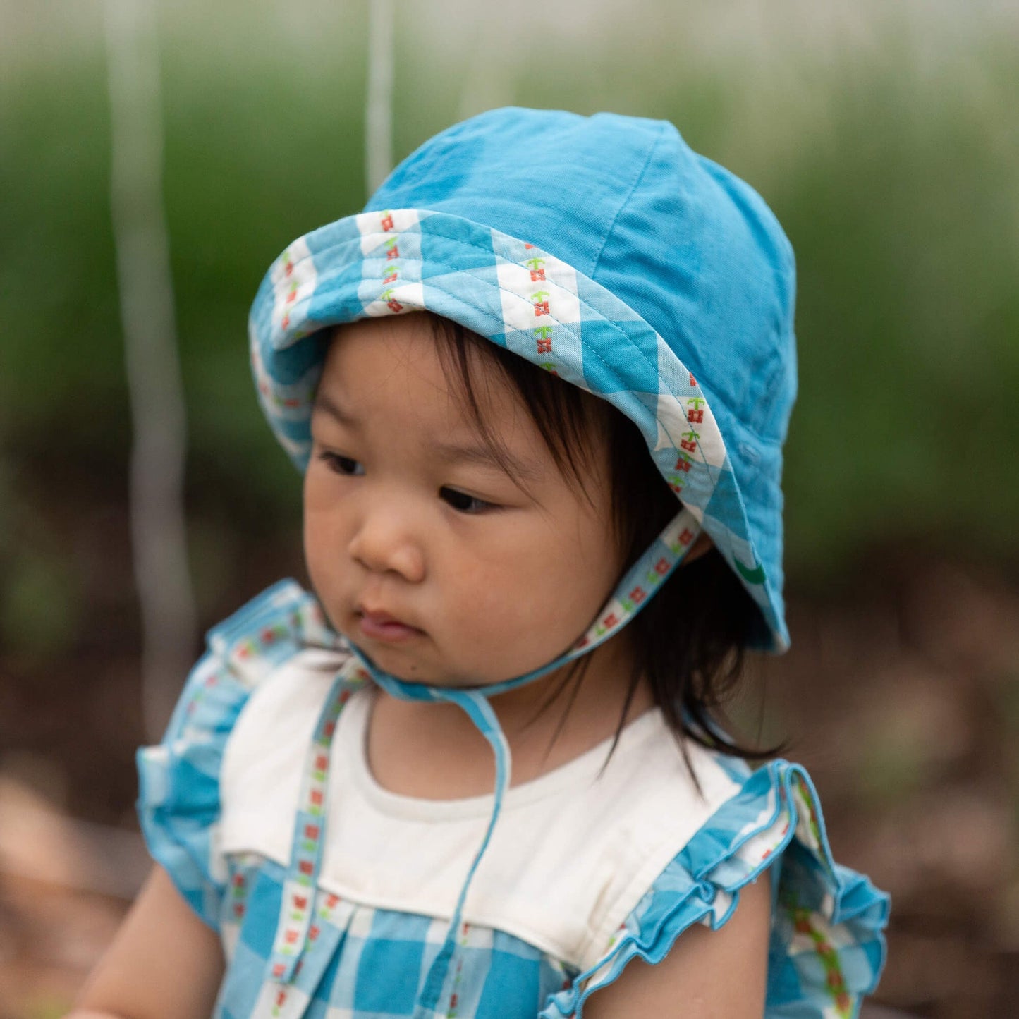 Little Green Radicals Blue Flowers Reversible Sunhat