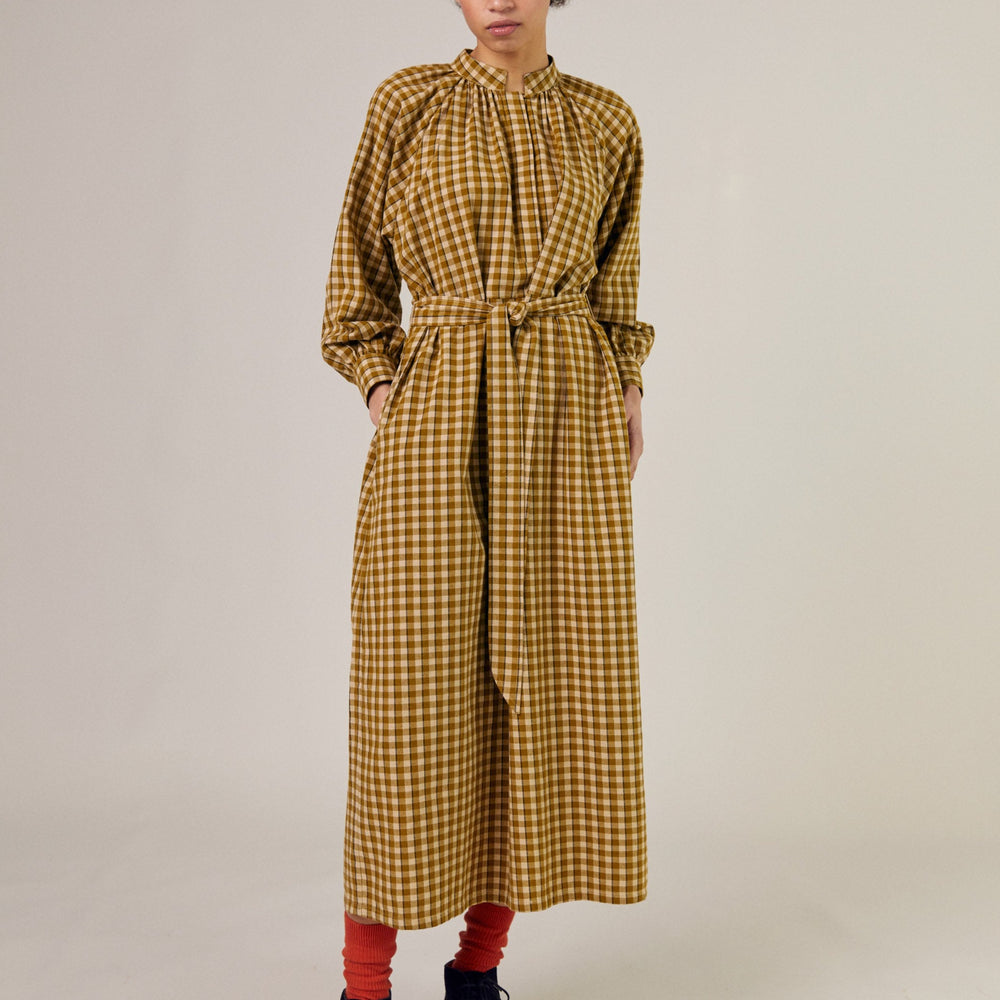 Sideline Women's Dolly Dress - Ochre Check