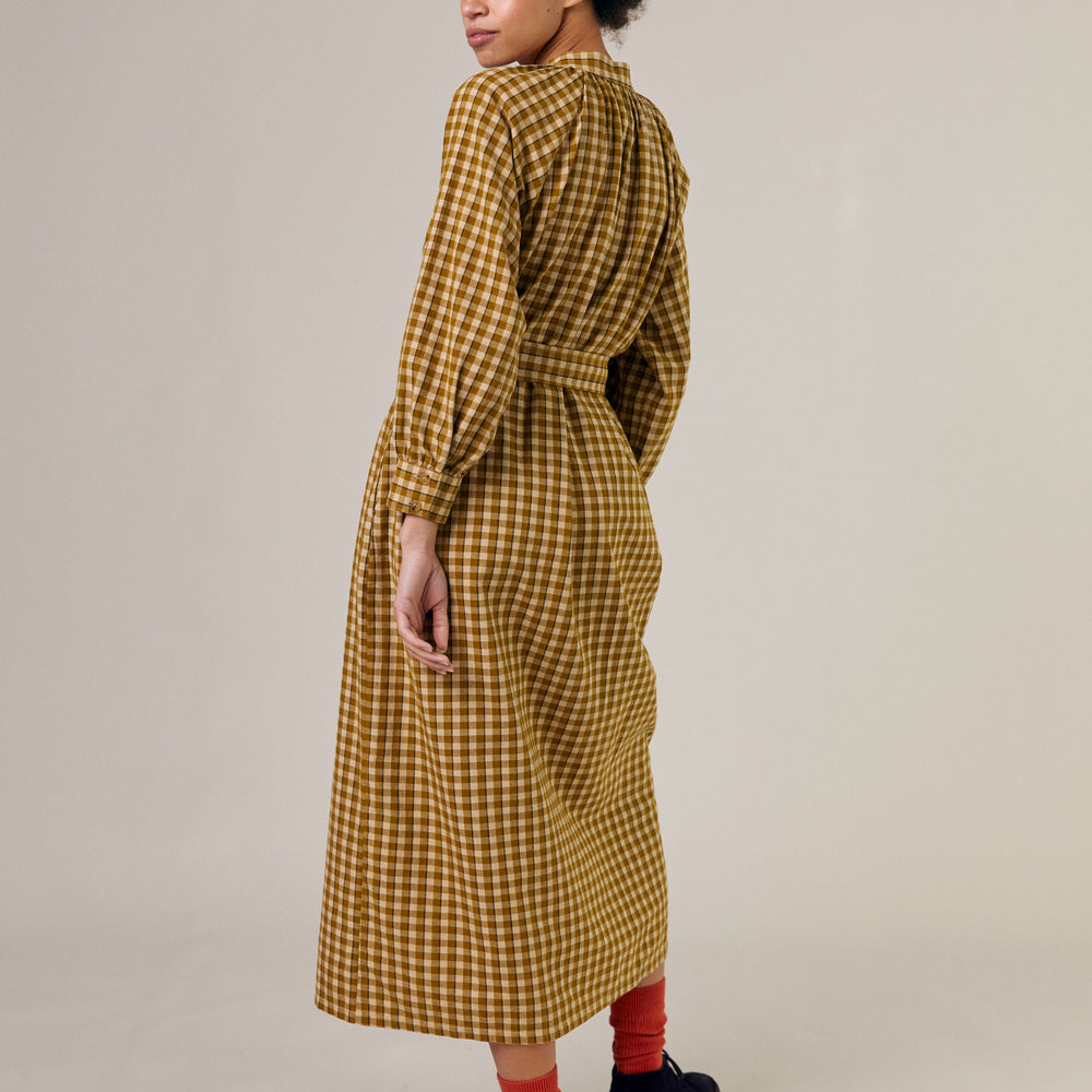 Sideline Women's Dolly Dress - Ochre Check