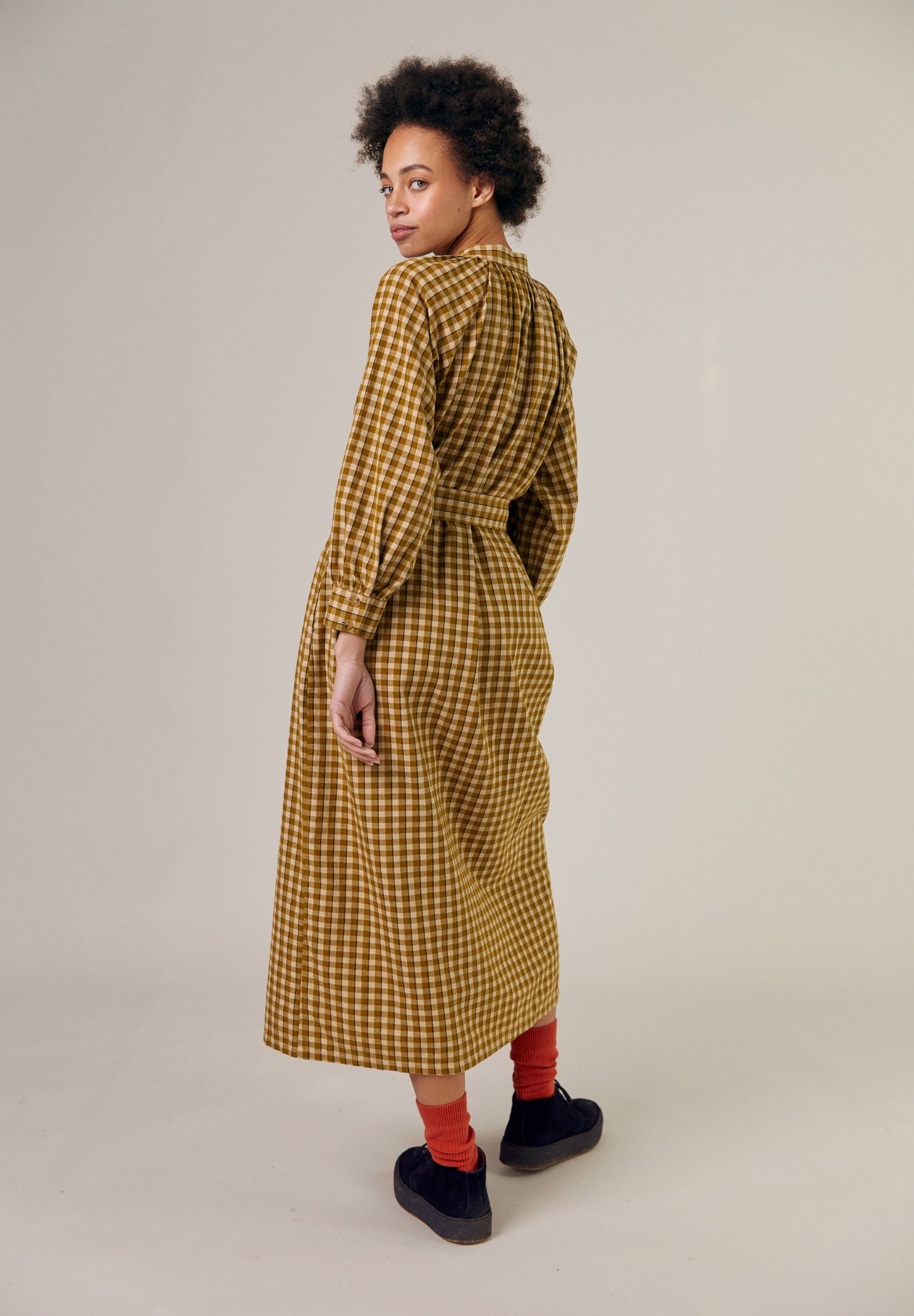 Sideline Women's Dolly Dress - Ochre Check