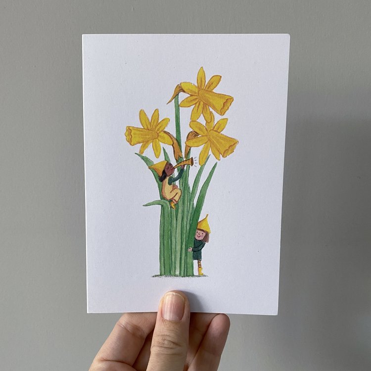 Juliet Thomas Doodles Hiding in the Daffodils Greetings Card