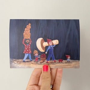 Juliet Thomas Doodles Mushroom Foragers Greetings Card