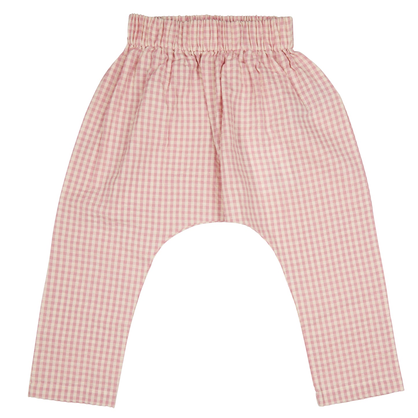 Pigeon Organics for Kids Baggy Trousers - Pink Seersucker Check