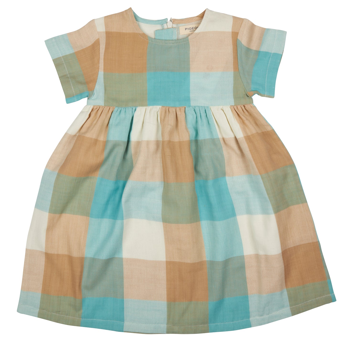 Pigeon Organics for Kids Pretty Muslin Dress - Turquoise & Taupe