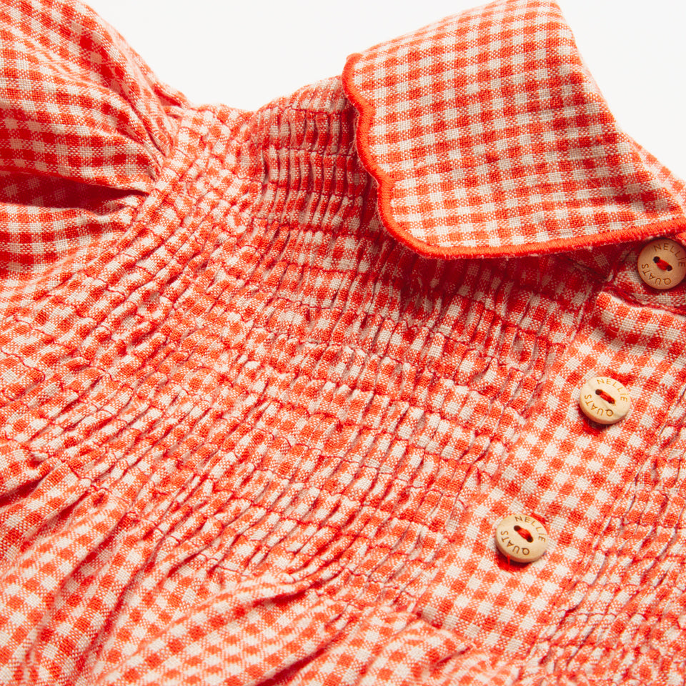 Nellie Quats Marco Polo Dress - Strawberry & Oat Mini Check Linen