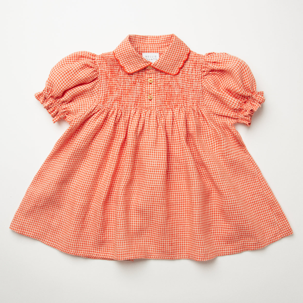 Nellie Quats Marco Polo Dress - Strawberry & Oat Mini Check Linen