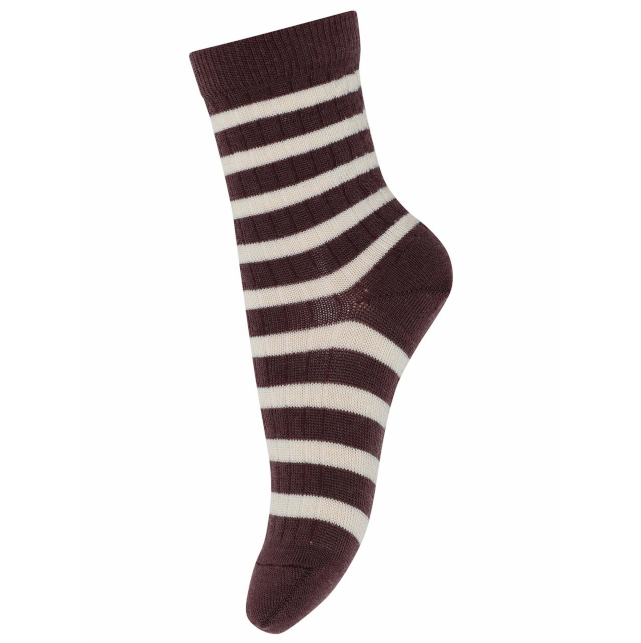 MP Denmark Wool Stripe Eli Socks - Grape Skin