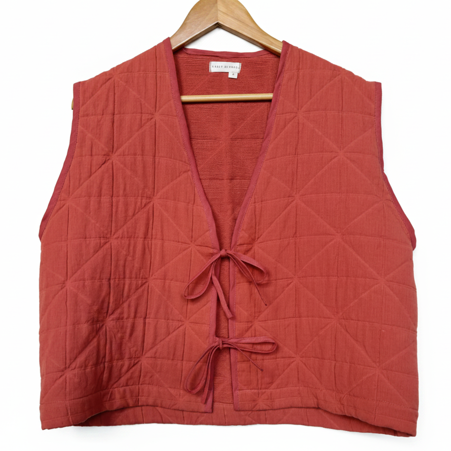 Kaely Russell Women's Quilted Tie Vest | Brick