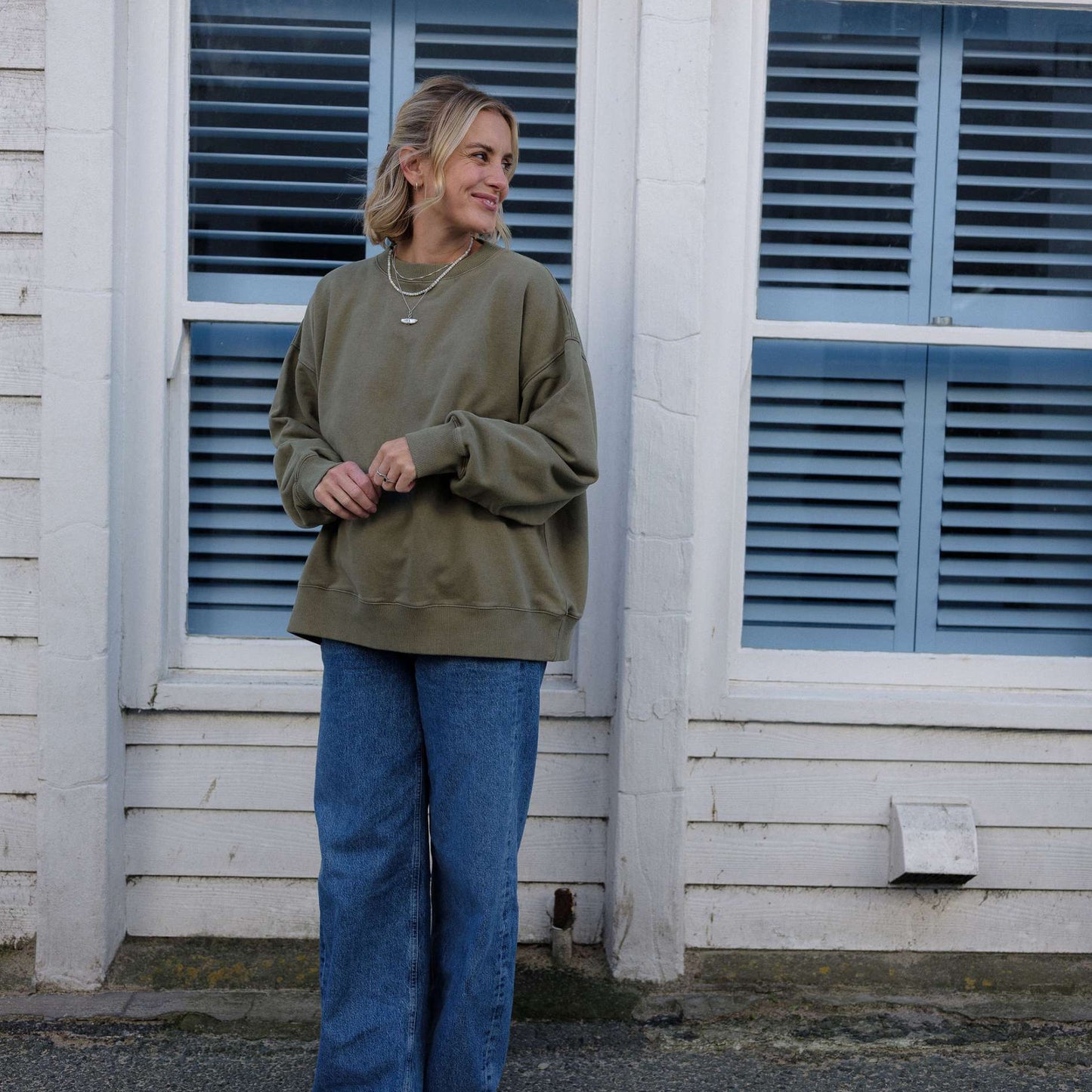 Ivy Clothing Women's Connie Oversized Organic Sweatshirt - Washed Olive