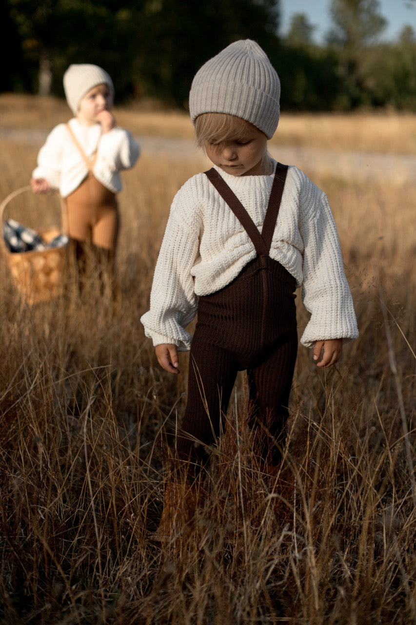 Silly Silas Wooly Footless Tights With Braces - Espresso