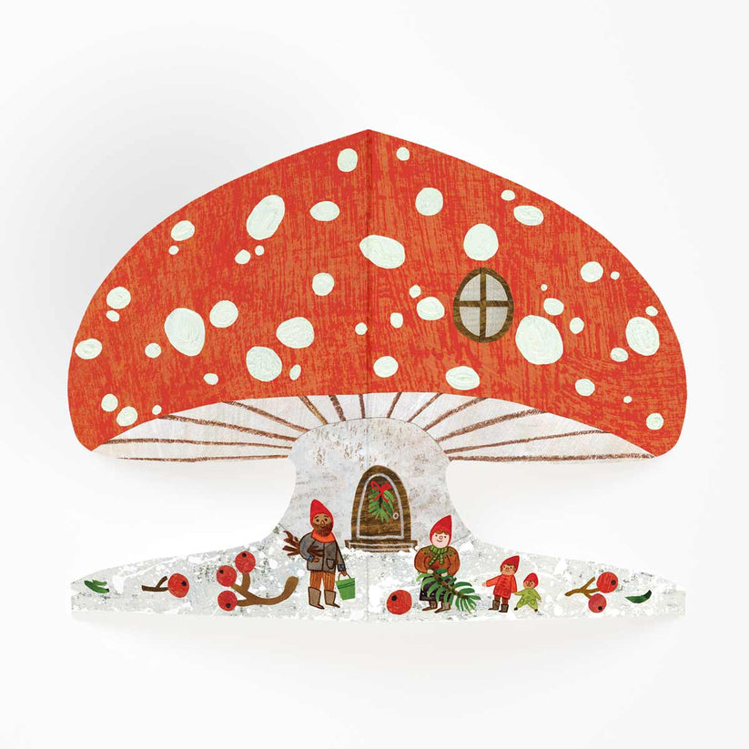 Mortlake Papers Snowy Mushroom Shaped Greeting Card