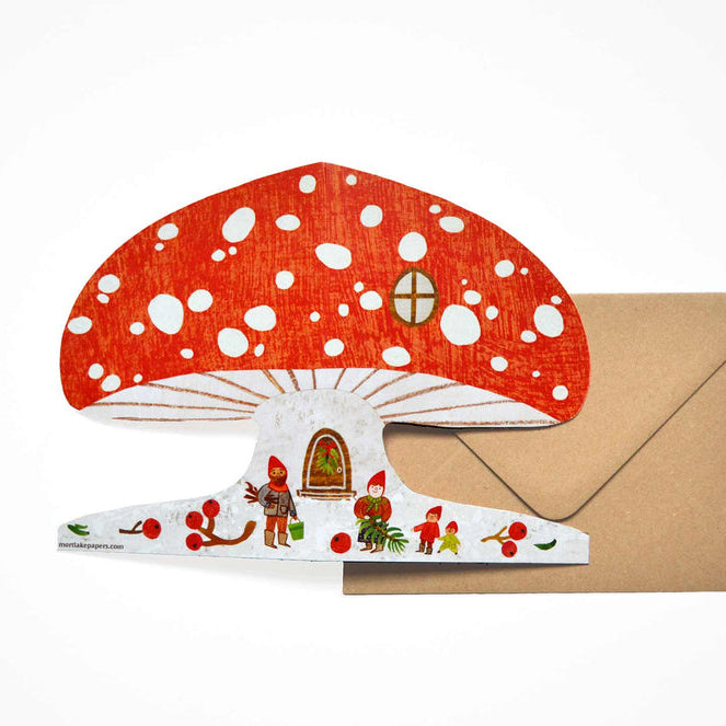 Mortlake Papers Snowy Mushroom Shaped Greeting Card