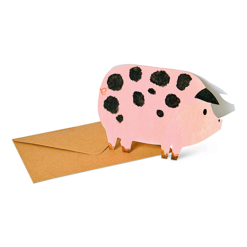 Mortlake Papers Spotty Pig Shaped Greeting Card