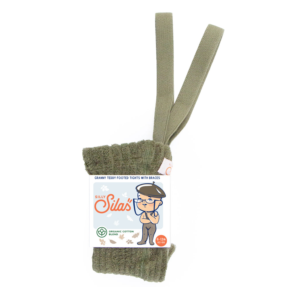 Silly Silas Teddy Granny Tights With Braces - Olive