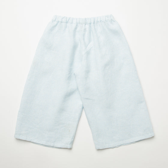Nellie Quats Chess Trousers - Baby Blue & Milk Mini Check Linen