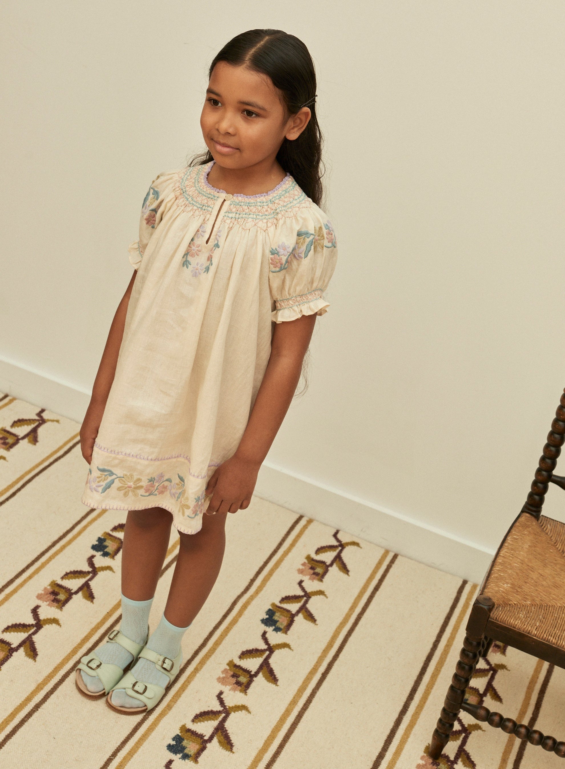 Apolina Verna Smock Dress - Cream | SMALL-FOLK