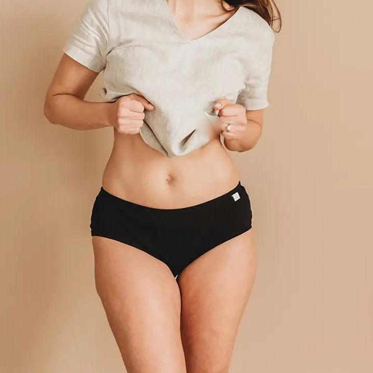 Q for Quinn Women's Classic Briefs - 100% Organic Cotton - Black