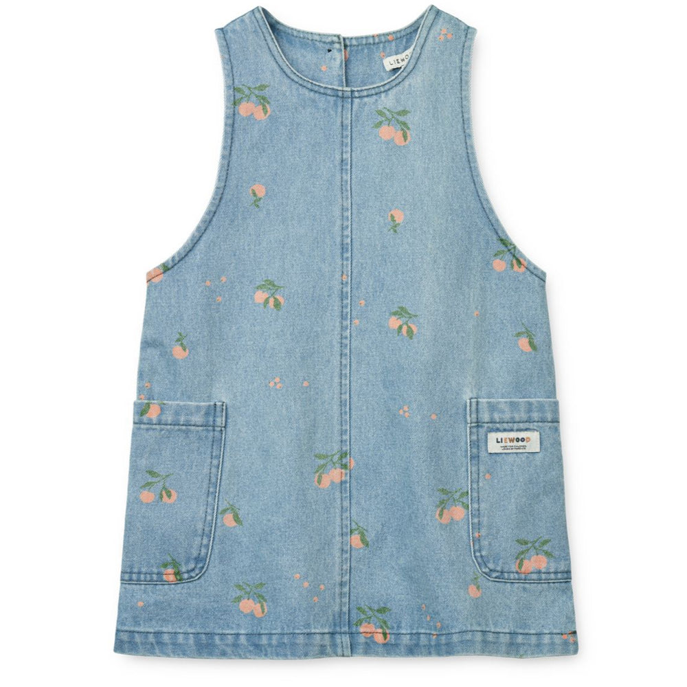 Liewood Angelica Printed Denim Dress - Peach / Light Blue