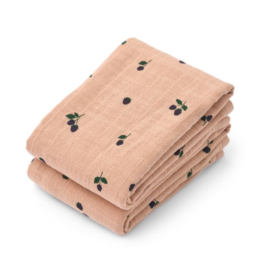 Liewood 2 Pack Muslin Cloths - Mini Berry / Pale Tuscany