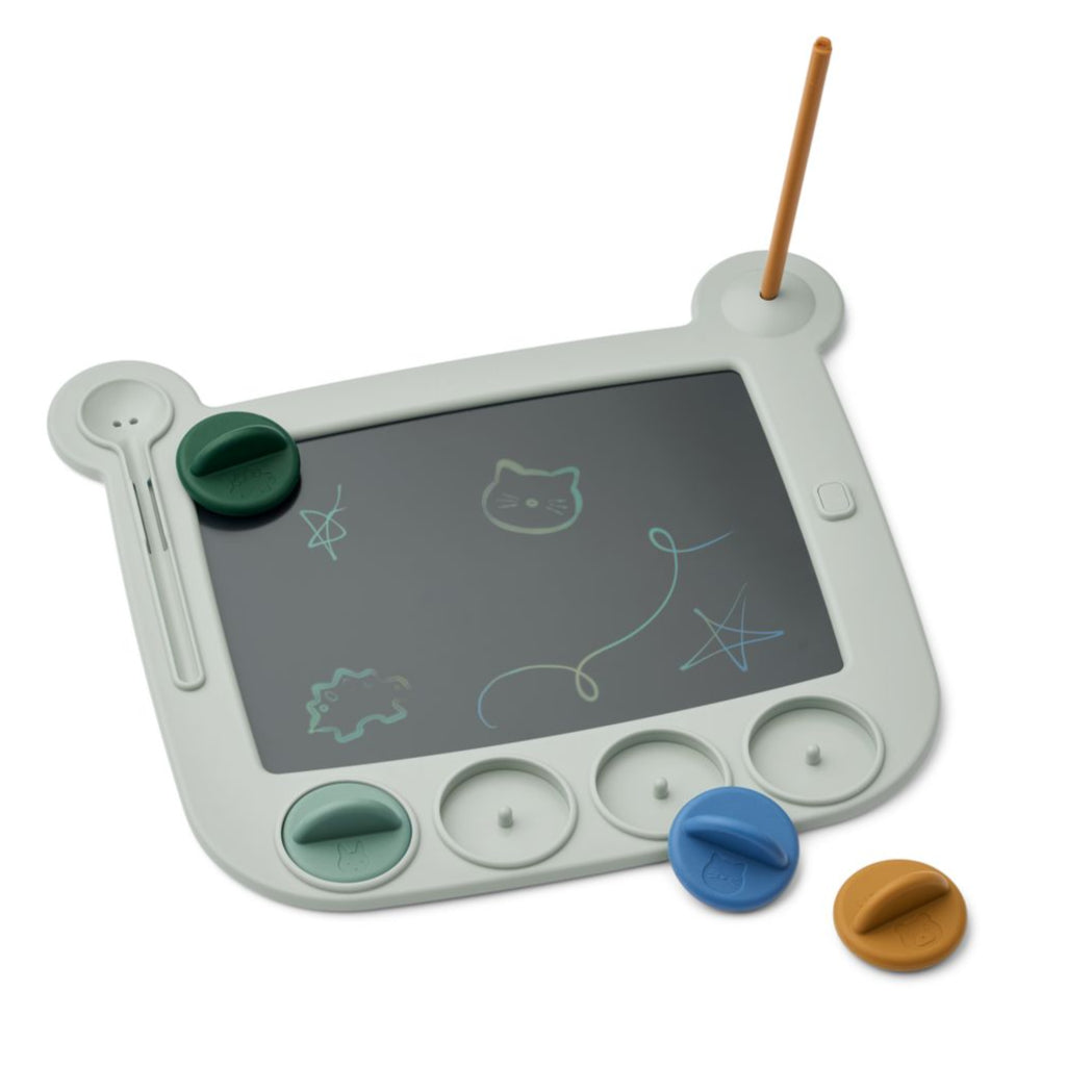 Liewood Venzora LCD Drawing Board & Stamps - Dove Blue