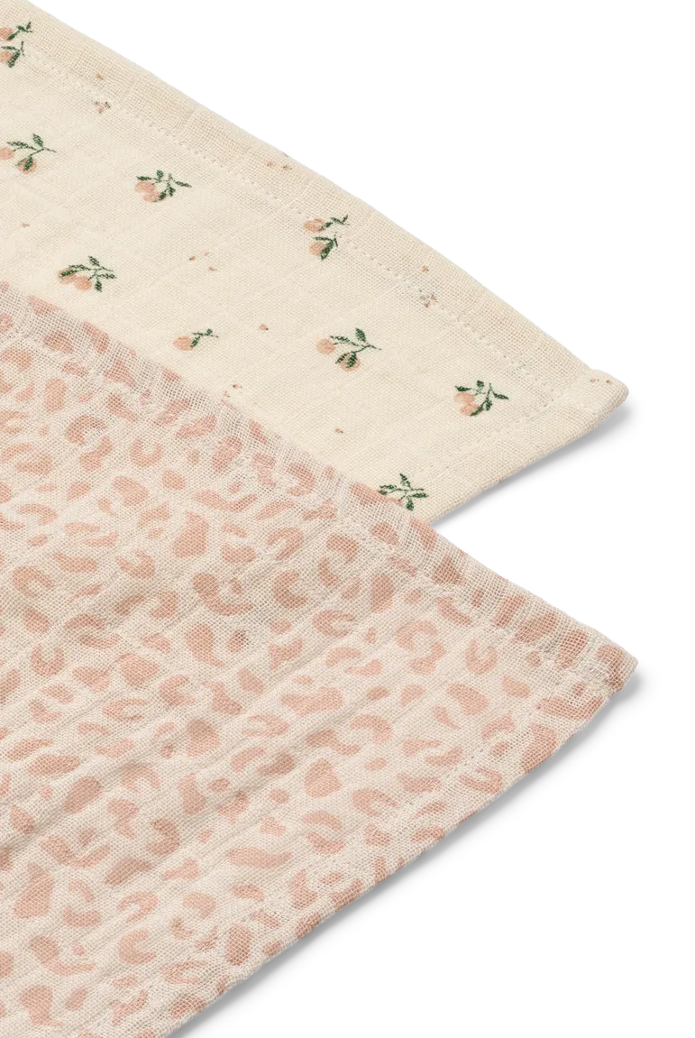 Liewood 2 Pack Lewis Muslin Cloths - Mini Leo / Mini Peach