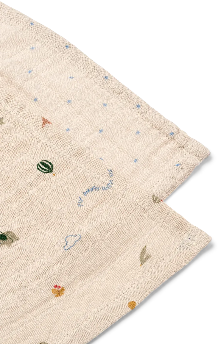 Liewood 2 Pack Lewis Muslin Cloths - Star / Flying Mix