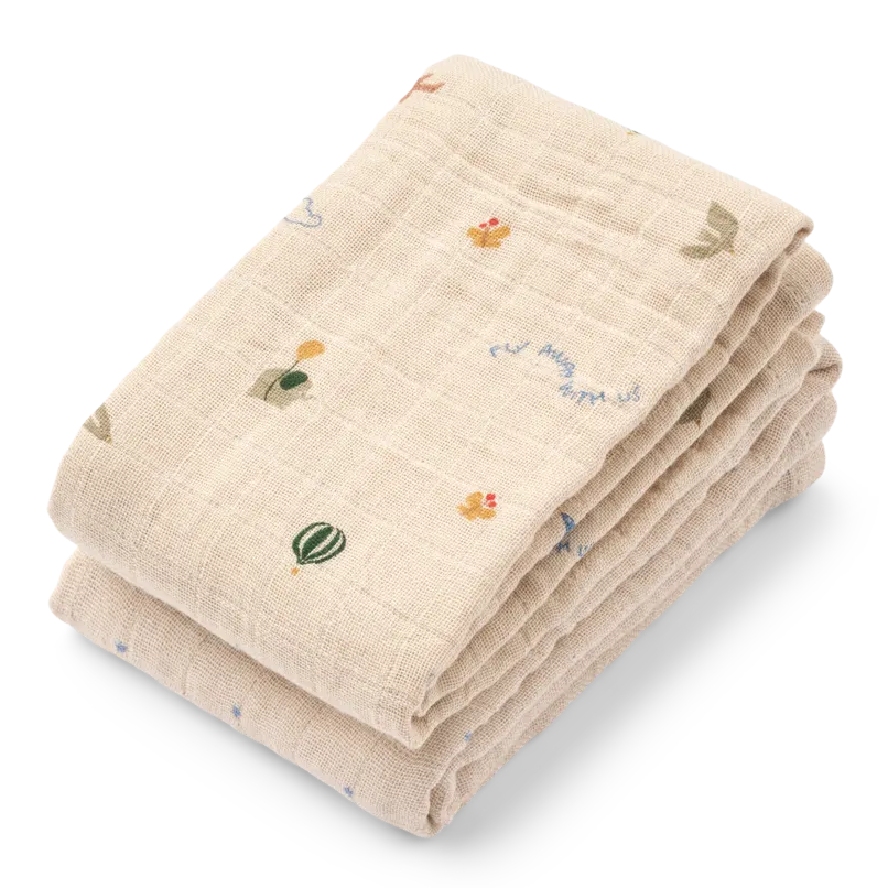 Liewood 2 Pack Lewis Muslin Cloths - Star / Flying Mix