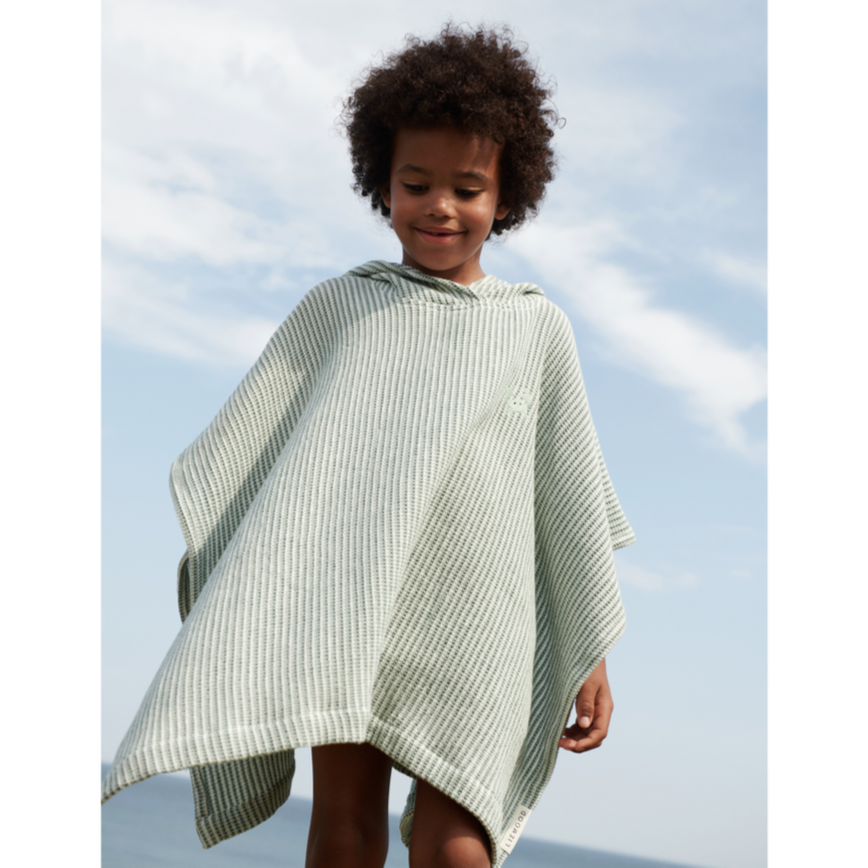 Liewood Paco Embroidery Poncho - Stripe Peppermint / Creme de la creme