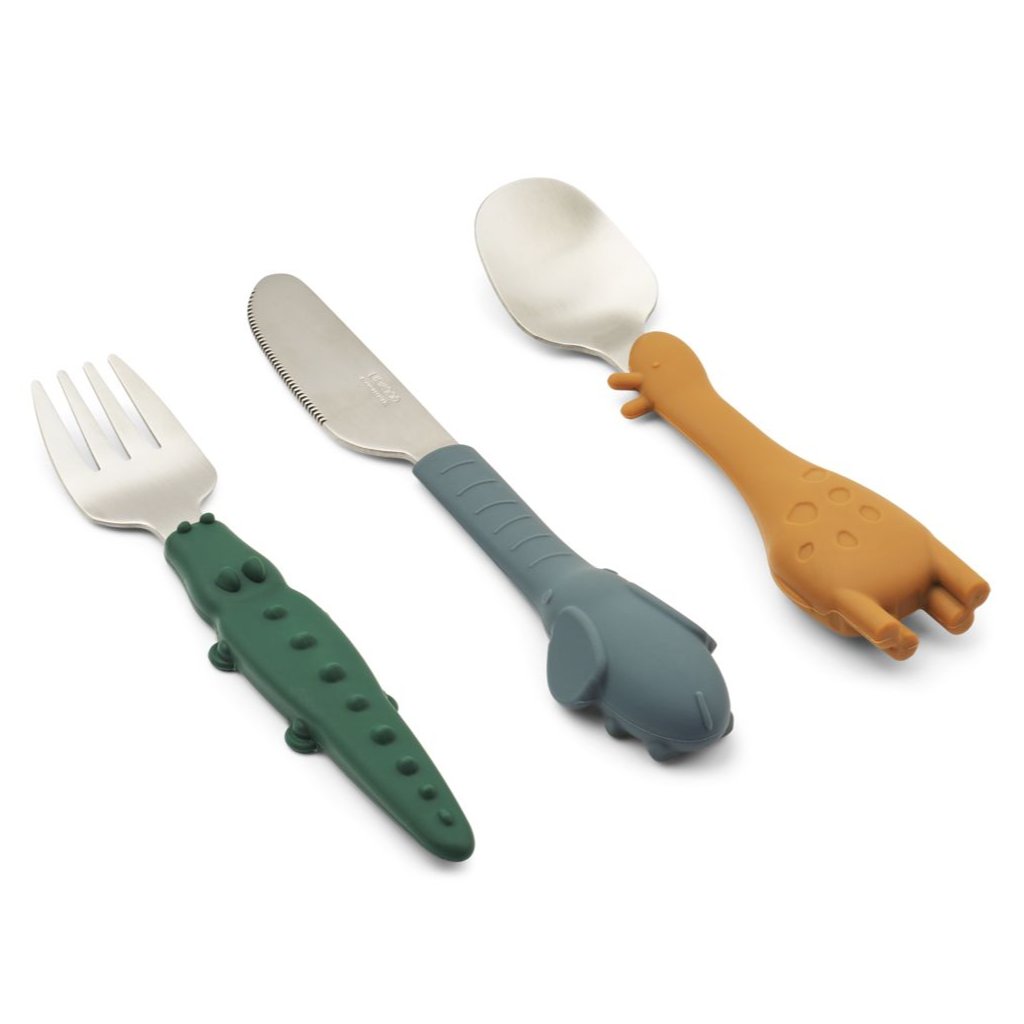 Liewood Tove Animal Cutlery Set - Golden Caramel Mix