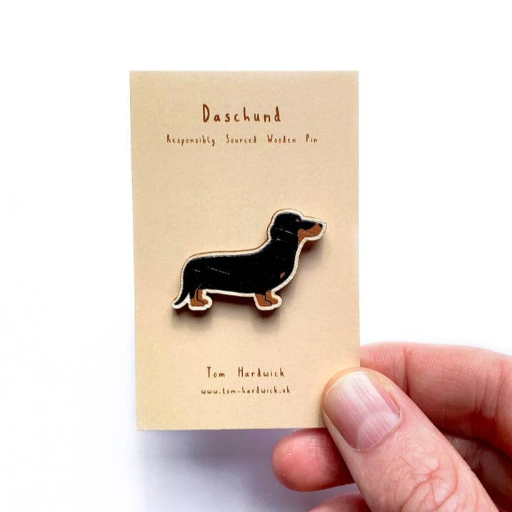 Tom Hardwick Black Dachshund, Responsibly Sourced Birch Wood Pin