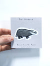 Tom Hardwick Badger, Woven Iron-on Patch