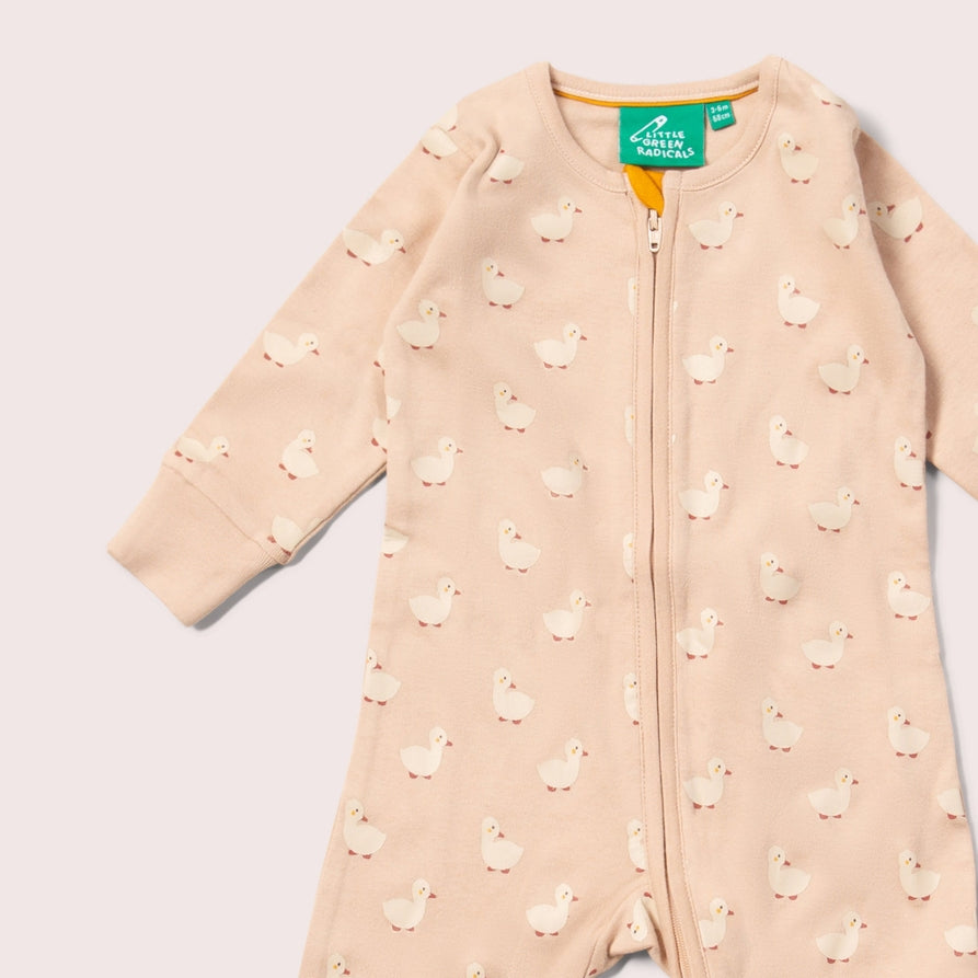 Little Green Radicals Puddle Ducks Zip Organic Sleepsuit