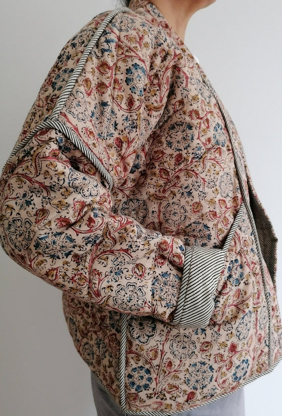 Cotton Conscious Women's Quilted Kimono Jacket - Pastel Floral