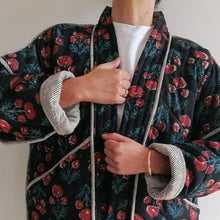  Women's Quilted Kimono Jacket - Deep Floral