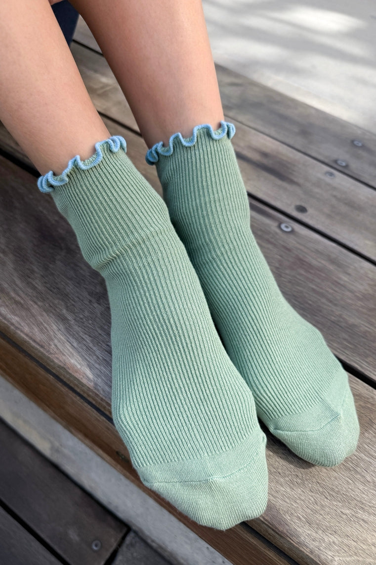 Le Bon Shoppe Women's Ruffled Modal Socks - Sea Glass/Powder Blue