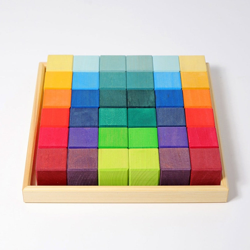 GRIMMS Rainbow Mosaic Wooden Building Blocks