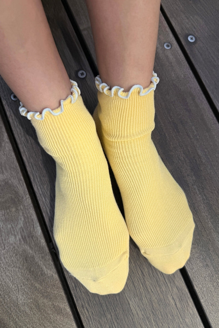 Le Bon Shoppe Women's Ruffled Modal Socks - Butter/Baby Blue