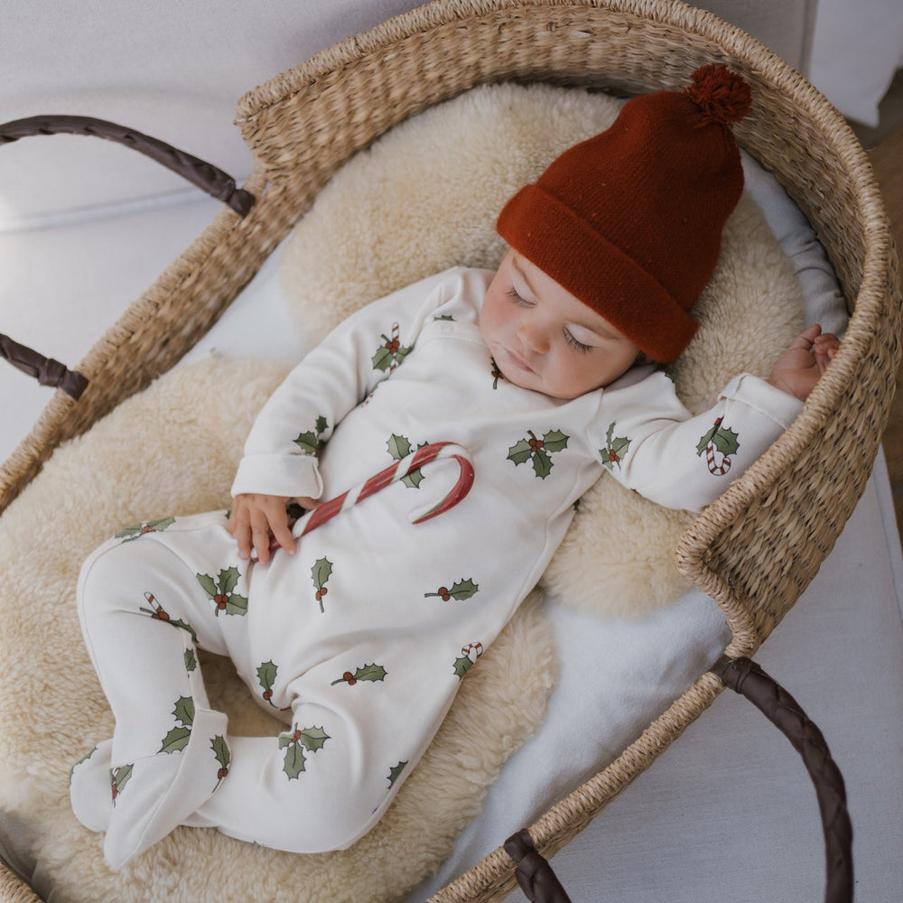 Organic Zoo Christmas Holly Romper Suit