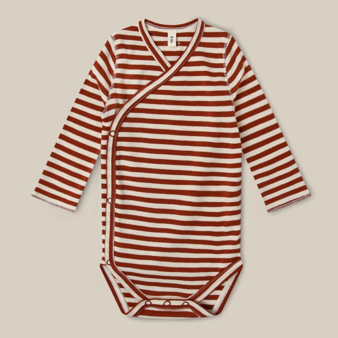 Organic Zoo Paprika Stripes Wrap Bodysuit