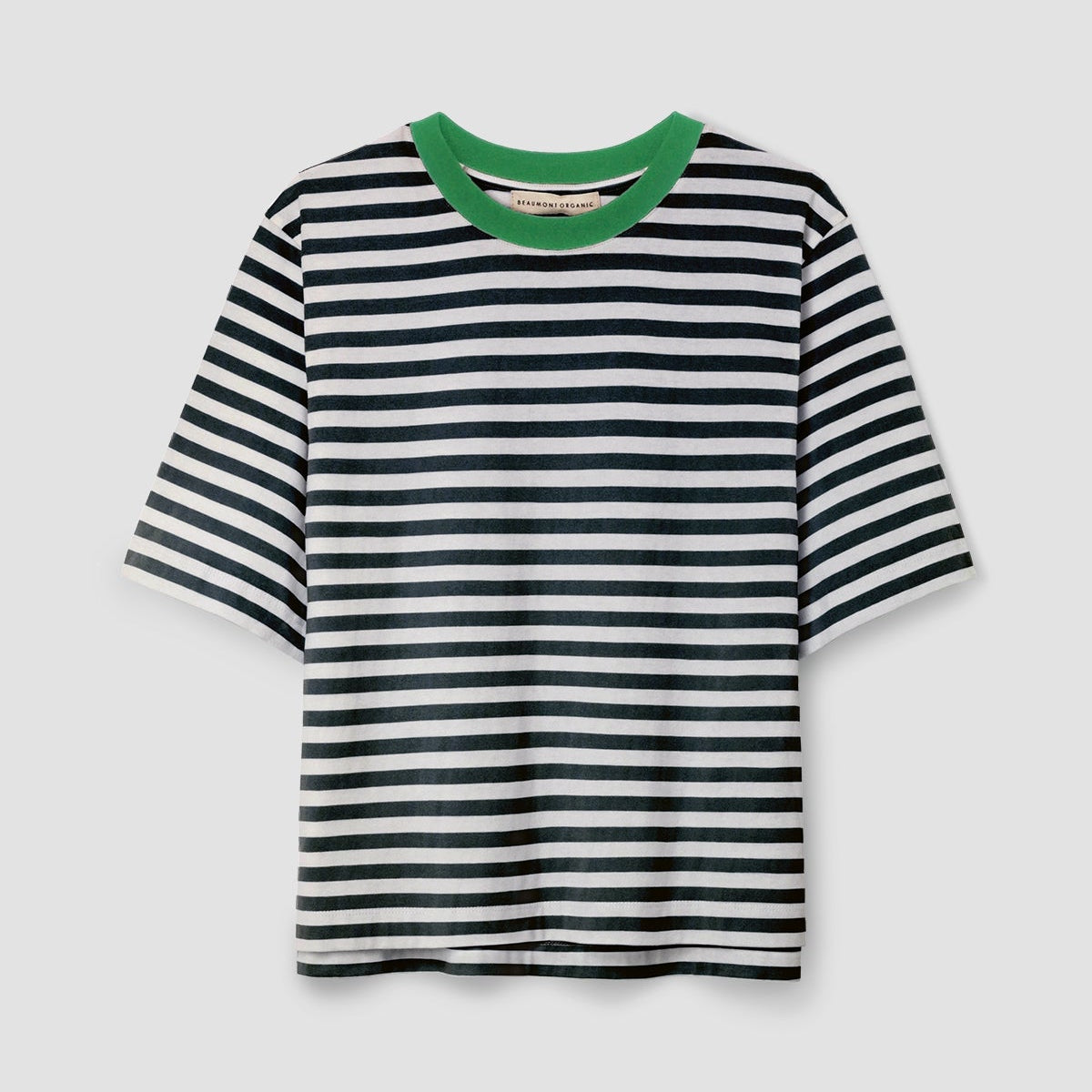 Beaumont Organic Women's Bay-Sue Organic Jersey Stripe Top | Black Stripe