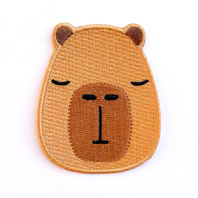 Tom Hardwick Capybara Head, Woven Iron-on Patch