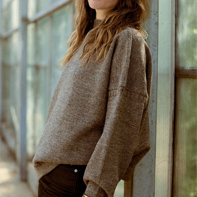 Le Tricoteur Adults Undyed Cropped Guernsey Jumper