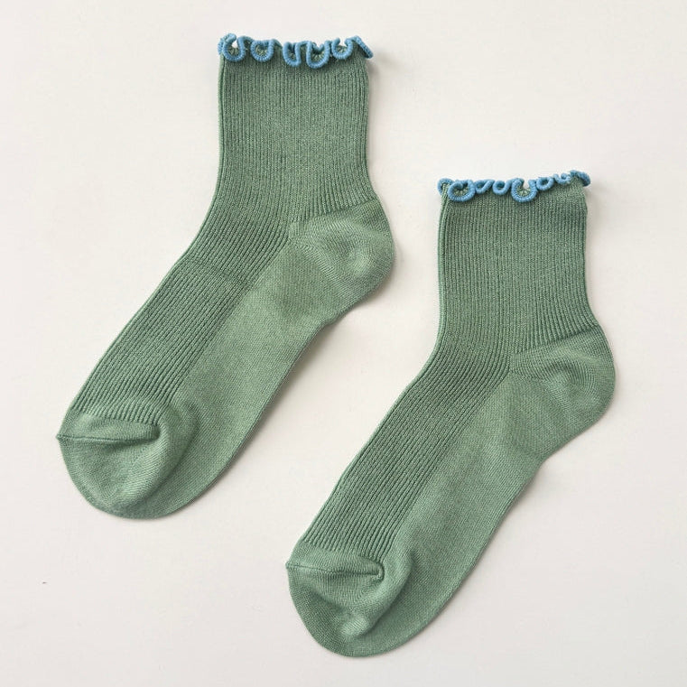 Le Bon Shoppe Women's Ruffled Modal Socks - Sea Glass/Powder Blue