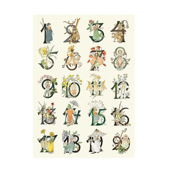 Ottilia Adelborg Postcard, Numbers