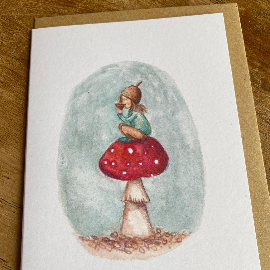 Toadstool Tea Greetings Card